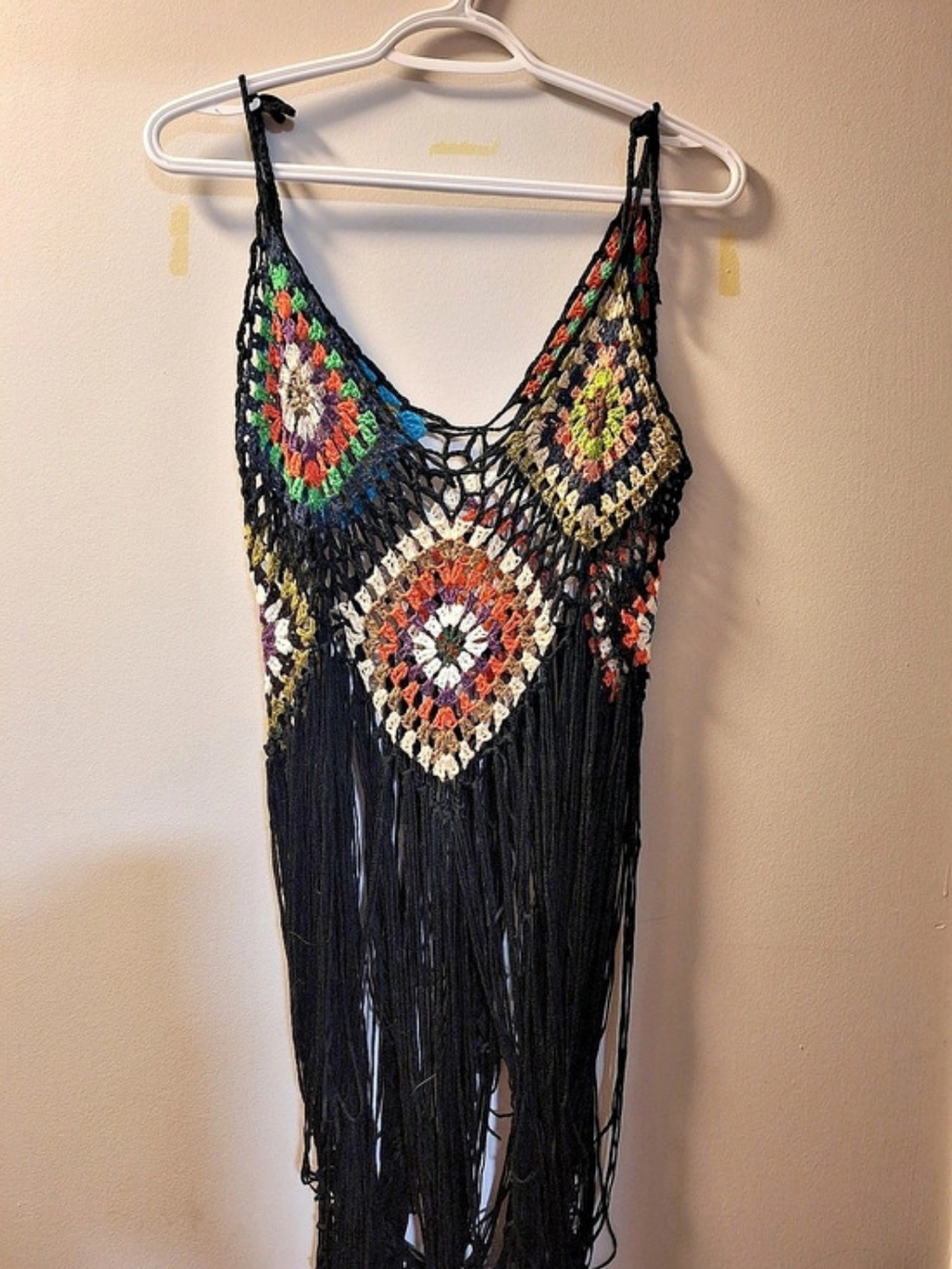 Multicolor Geometric Fringe Tank Top